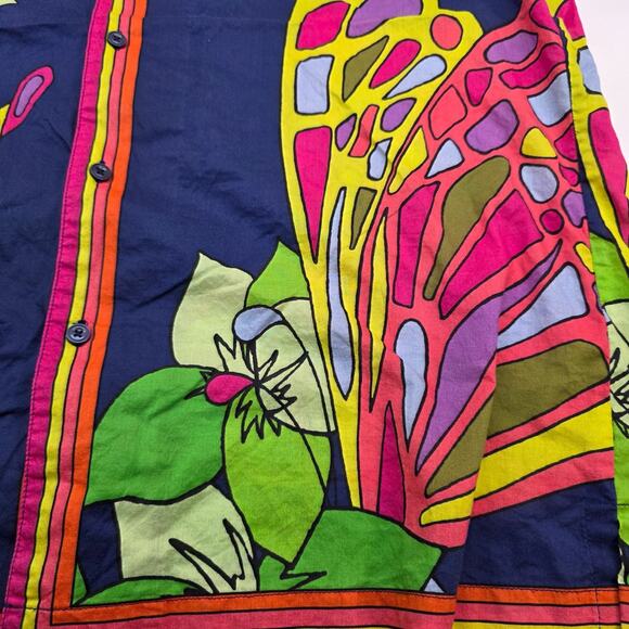 Mr Turk Floral Butterfly Vibrant Short Sleeve Button Shirt Men XL Summer Beach - Picture 8 of 11